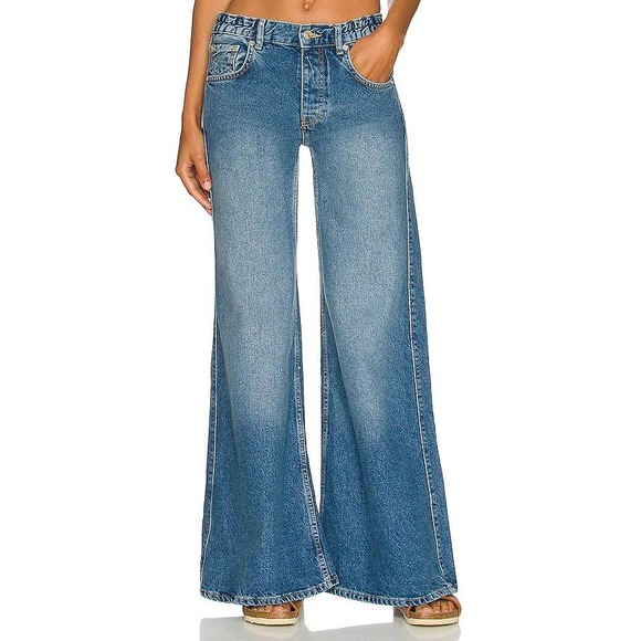 Free People Denim - Free People We The Free Lovefool‎ Low Rise Jean Blue Jade Size 24 NWT